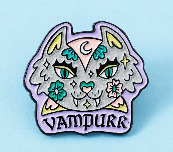 The Vampurr Sparkle Cat pin
