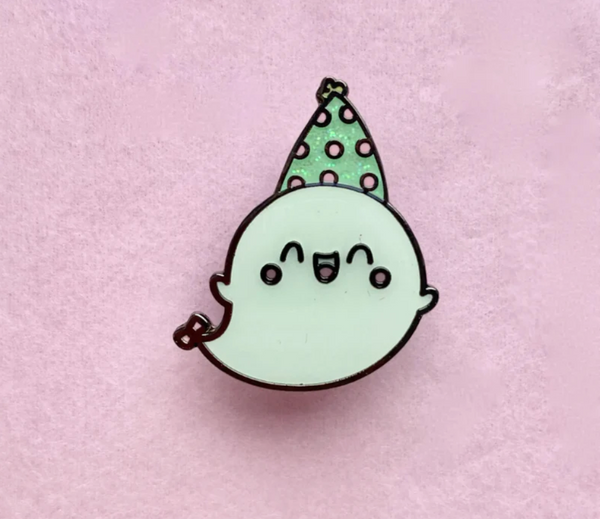 Kawaii Glow-in-the-Dark Party Ghost pin