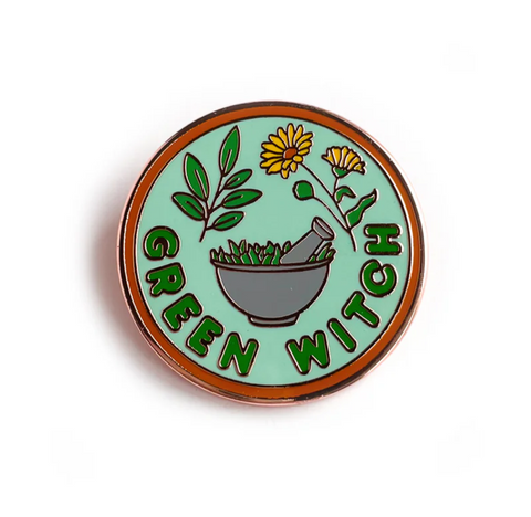 Green Witch enamel pin