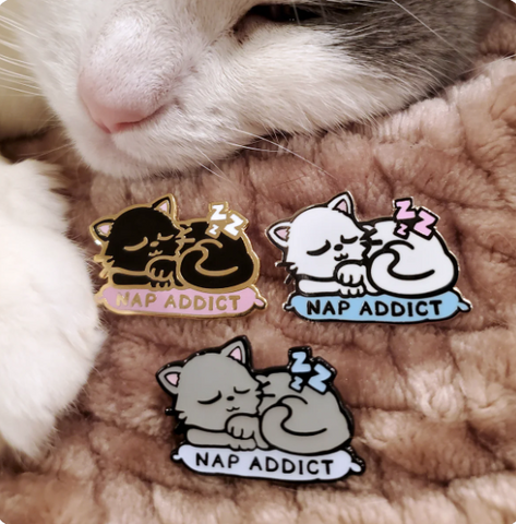Nap Addict Cat enamel pin