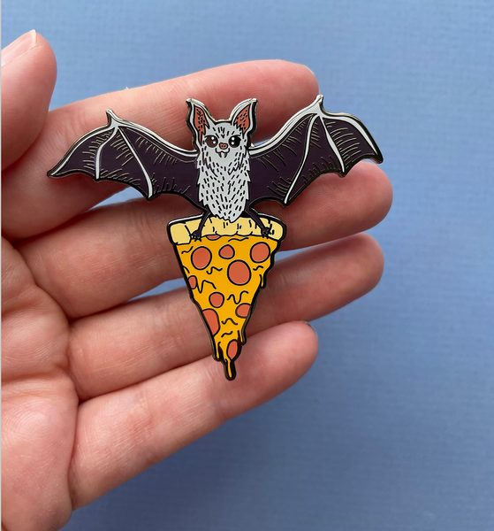 Pizza Bat enamel pin