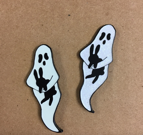 Ghost Bunny enamel pin