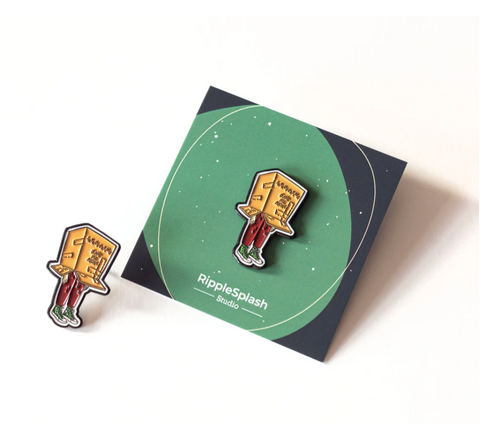 Introverting enamel pin