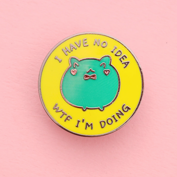 Kawaii Frog IDK What I'm Doing enamel pin