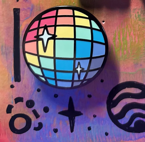 Rainbow Disco Ball enamel pin