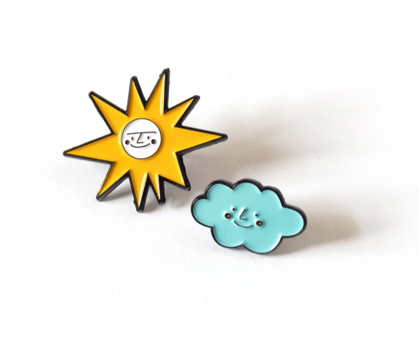 Cute Sun and Cloud Enamel Pin Bundle