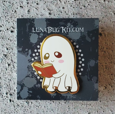 Bookworm Ghost enamel pin