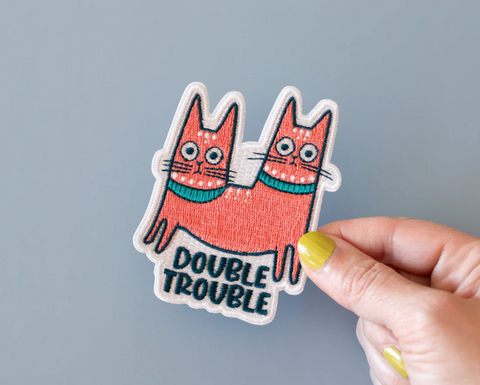 Double Trouble Cat iron-on patch
