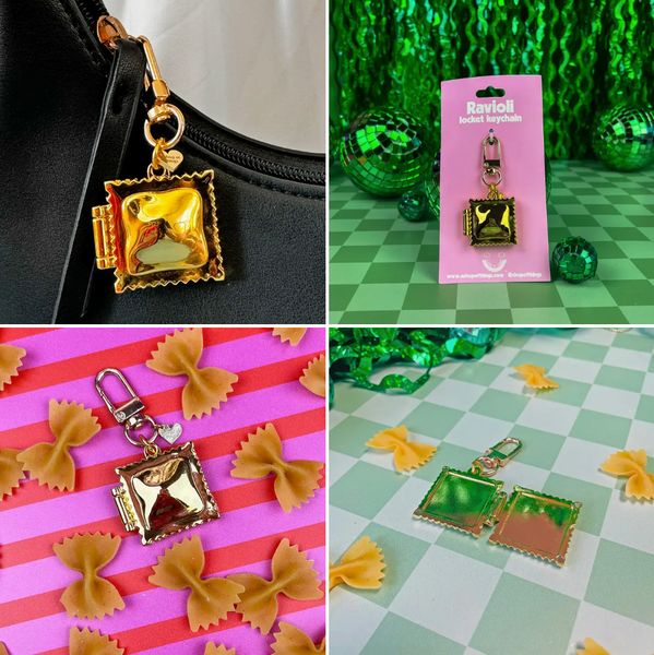 Ravioli Locket Keychain