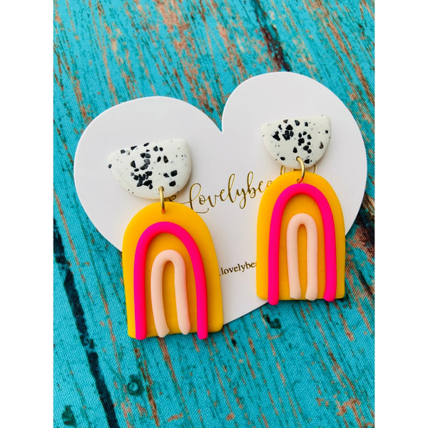 Clay Multi Color Rainbow Earrings