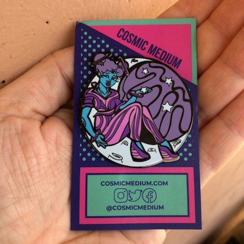 Alien on the Moon enamel pin