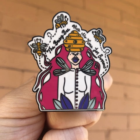 Busy Bee enamel pin