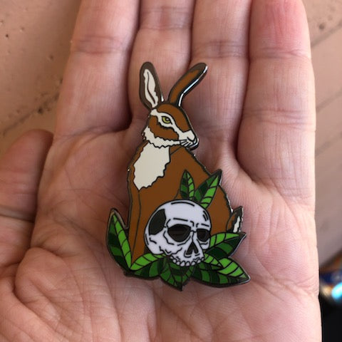 Bunny with Skull enamel pin