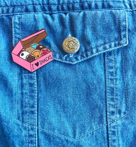 I Love Snacks! enamel pin