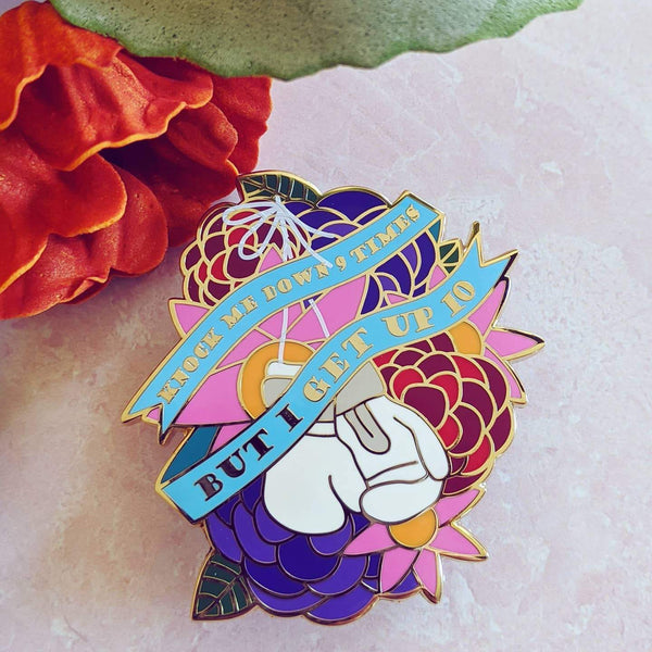 I Get Up enamel pin