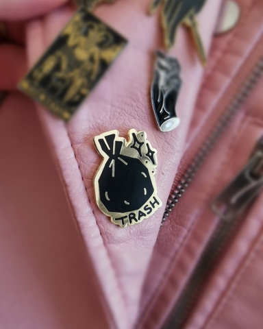 Trash enamel pin