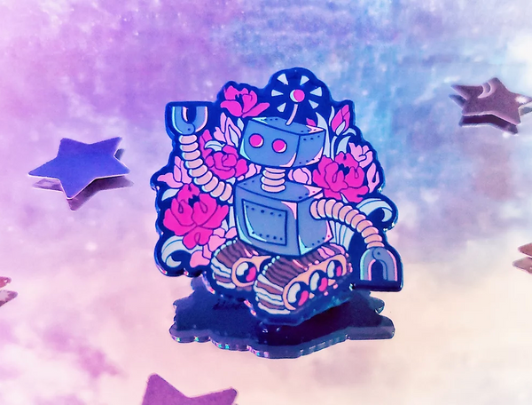 FleurBot enamel pin