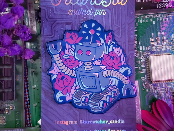 FleurBot enamel pin