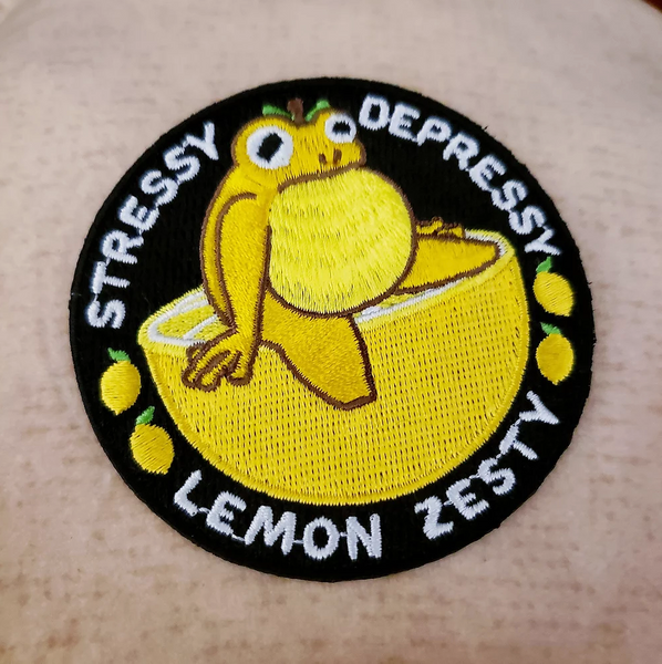 Lemon Frog iron-on patch