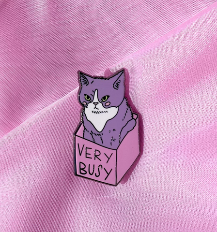 Very Busy Cat enamel pin