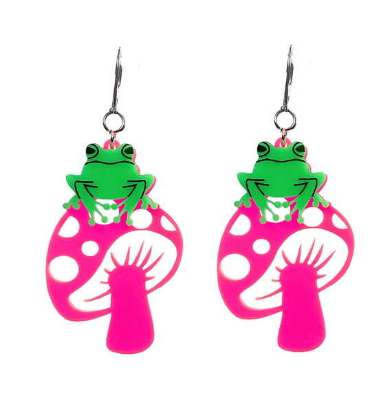 TOAD-ally FUN-gi dangle earrings