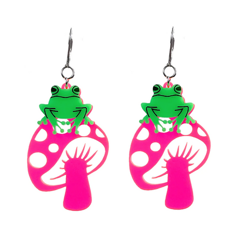 TOAD-ally FUN-gi dangle earrings