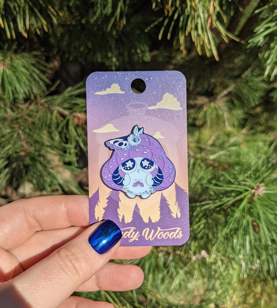 Purple Mushkin Mushroom enamel pin