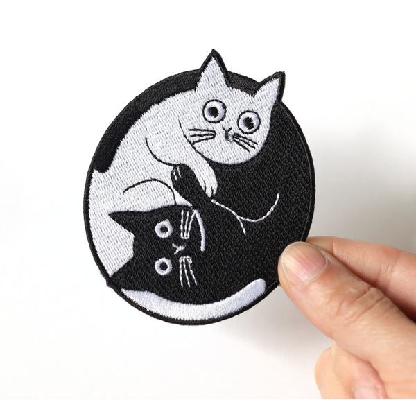 Yin Yang Cat iron-on patch