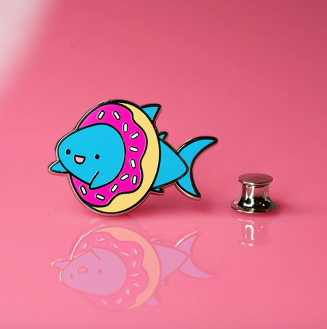Donut Shark enamel pin