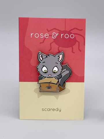 Scaredy Cat enamel pin