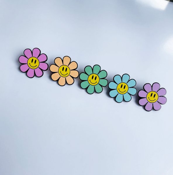 Pastel Flower Power Pin Set Of 5