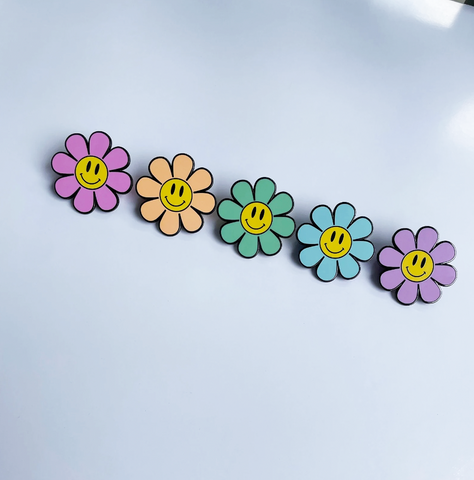 Pastel Flower Power Pin Set Of 5