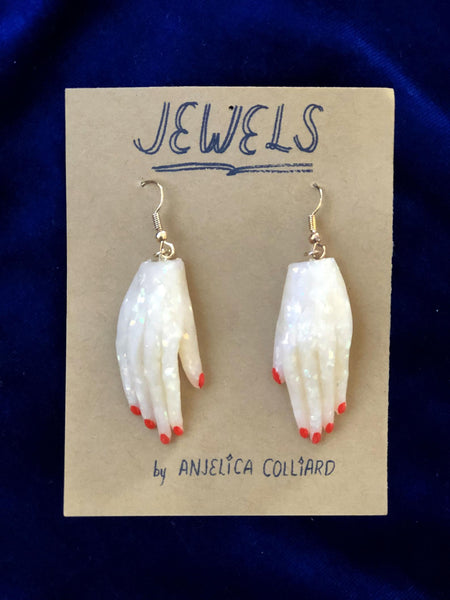 Sparkly Glitter Hand Earrings