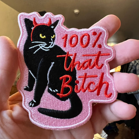 100% That Bitch Cat iron-on patch