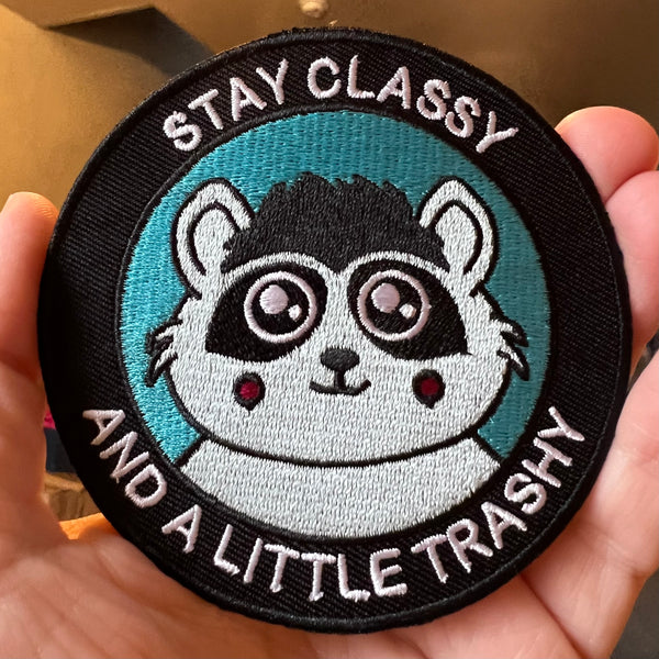 Classy/Trashy Raccoon iron-on patch