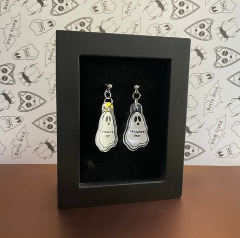 Haunt Me Ghosts Acrylic Earrings with Stainless Steel Posts