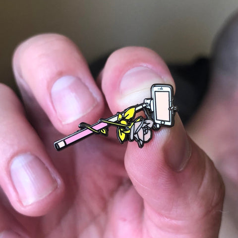Selfie Stick enamel pin